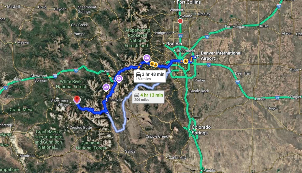 Main Route: Denver to Aspen