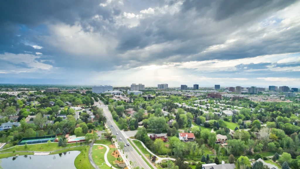 Bird's-eye view photo of Greenwood Village