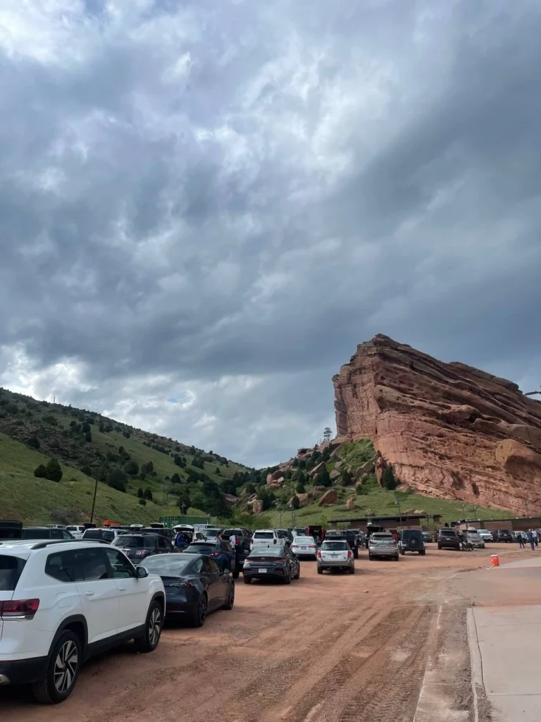 Parking area at Red Rocks with a scenic view of majestic cliffs