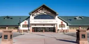 Eagle County Regional Airport terminal exterior in Colorado, private car service from Eagle Vail airport to Vail, Aspen, Breckenridge ski resorts